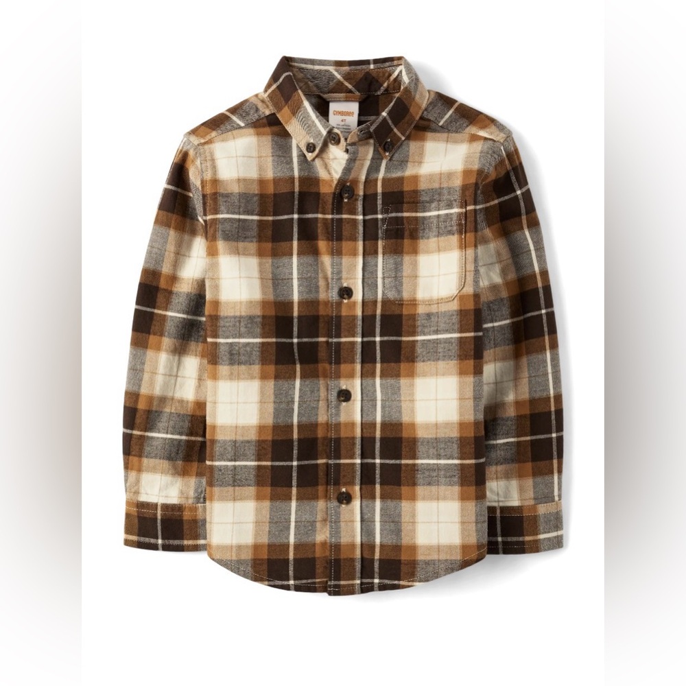 Gymboree Boys Plaid Button-Up Shirt – Country Charm (Brown)